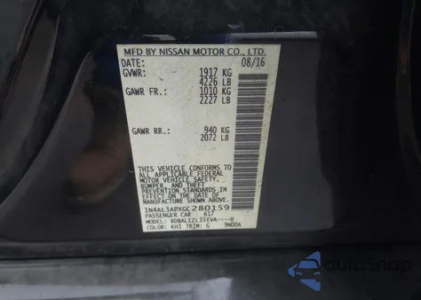 2016 Nissan Altima 2.5 Sv from USA, damaged, VIN 1N4AL3APXGC280159